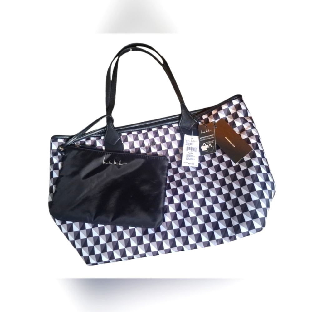 🏁🖤NWT NICOLE MILLER REVERSIBLE TOTE BAG🏁🤍